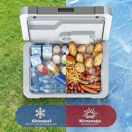 TOOHUB 45L Electric Cool Box, Thermoelectric Car Cool Box with Wheels, 12 V/230 V, Cool & Warm Function with Energy Saving / MAX/Eco Mode, for Camping, Picnic, Quiet [Energy Class E]