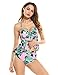 Ekouaer Womens 2 Piece Push Up Vintage Floral Peplum High Waist Bikini Swimsuit