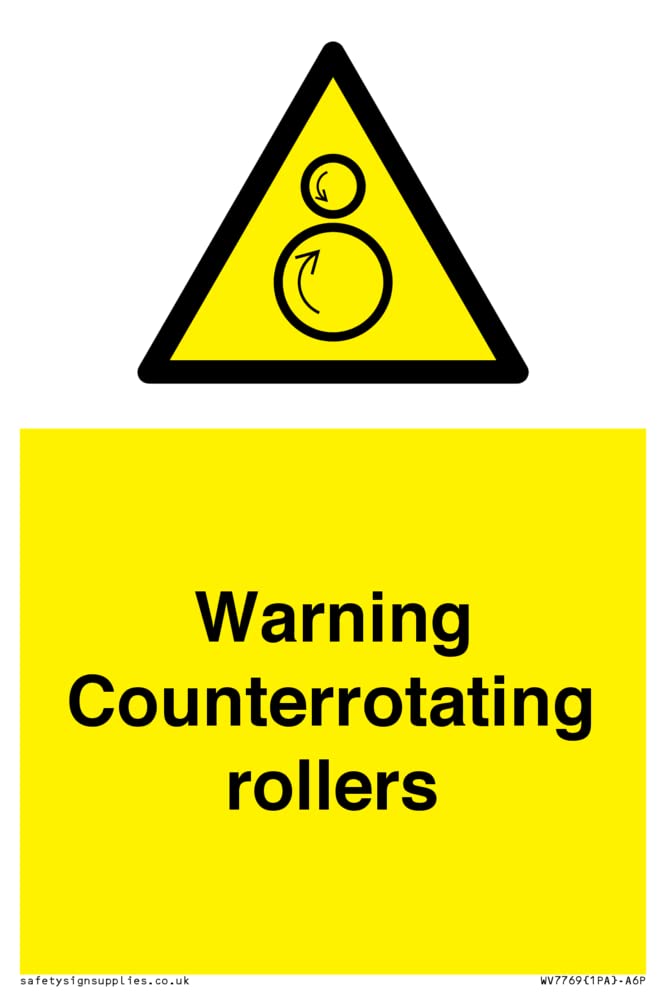 Warning Counterrotating rollers Sign - 100x150mm - A6P