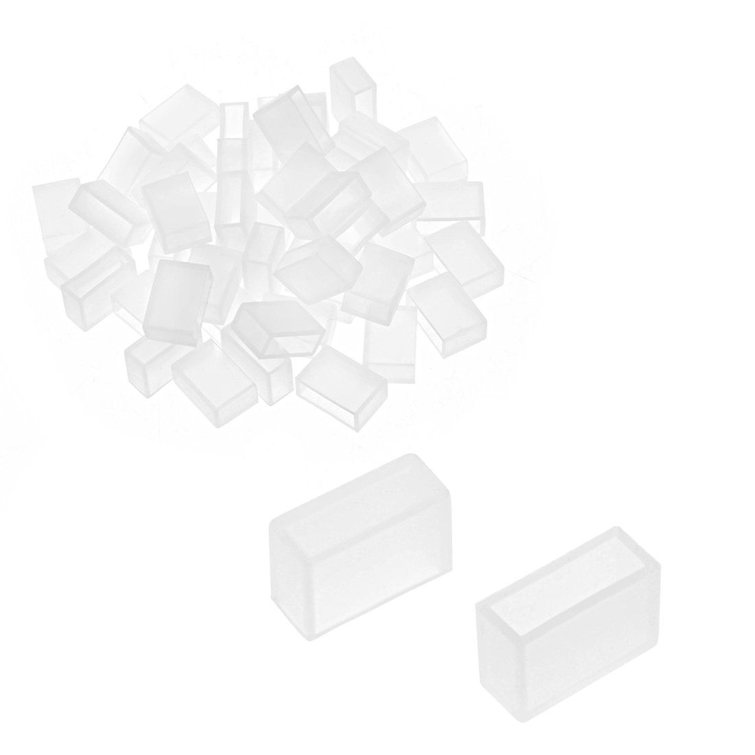 sourcing map 50pcs Silicone Plug Fit 5050 10mm Wide LED Tube Strip Light End Cap Cover White