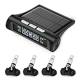 ZEEPIN TPMS Solar Power Universal, Wireless Tire Pressure Monitoring System with 4 DIY Sensors, Real-time Displays 4 Tires' Pressure and Temperature TPMS