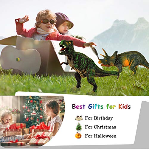 Adjustable Dinosaur Toys, 6 Pack 11" Large Plastic Dinosaur Figures, Non-toxic Tasteless Dinosaur With Movable Parts Function, Highly Detailed Realistic Dinosaur Set for Kids Educational Dinosaur Toys
