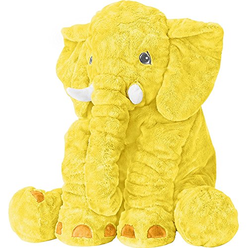 Stuffed Elephant Animal Fluffy Large Stuffed Elephant Plush Toy Softness Giant Gifts For Children Kids 24 Inches 1kg, Yellow