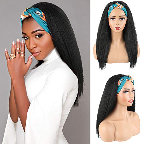 Aisaide Headband Straight Wigs for Black Women,Long Kinky Straight Head