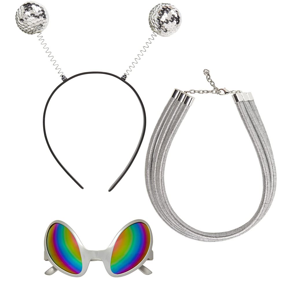 Widmann 68598 - Alien Costume Set, Antenna, Glasses, Chain, Space, Alien Space, Fancy Dress, Theme Party, Carnival