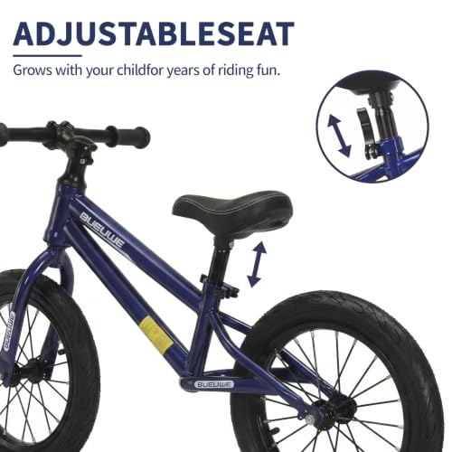 Bueuwe 16 Inch Balance Bike for Big Kids Aged 4 5 6 7 8 and 9 Years Old Boys Girls,Large No Pedal Training Bicycle, Adjustable Seat, Pneumatic Tires, Quick Assembly