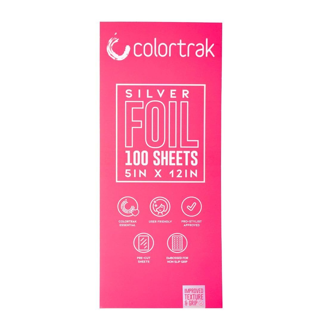 Colortrak Embossed Hair Coloring Foil Sheets, Professional, Convenient 5 x 16 inch Extra Long Pre-cut Sheets, Easy to Grab During Processing, Silver, No Separating Tissues Need, 200 Sheets Per Box