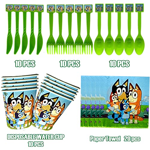 Bluey Party Supplies, Bluey and Bingo Flatware, Balloon, Banner
