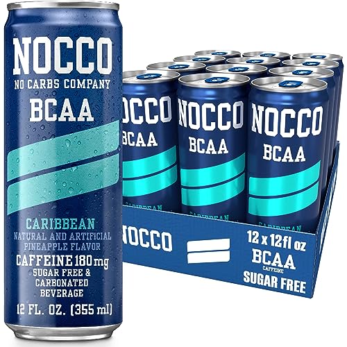 NOCCO BCAA Energy Drink Caribbean Pineapple 12 Fl Oz (Pack of 12
