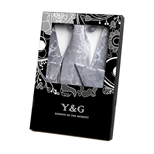 VS1006-2XL Grey Pattern Vest Mens Gifts Tie Cufflinks Hanky Bowtie By Y&G