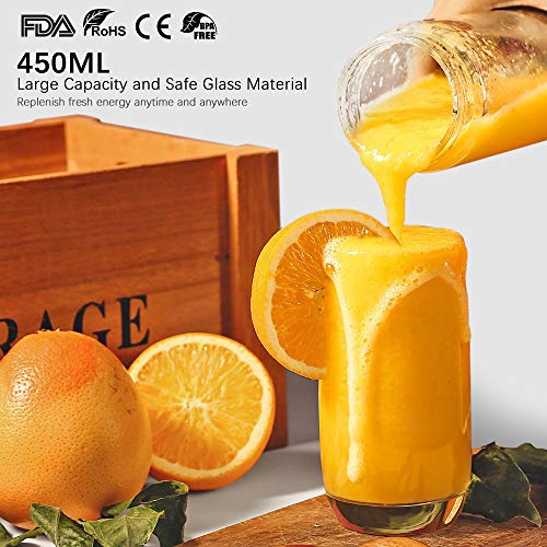 Portable Blender Glass, TTLIFE USB Rechargeable Personal Blender, Smoothie Blender Juicer Cup, Small Blender Single Serve Fruit Mixer, Travel Portable Blender Cordless with 5200mAh Rechargeable Battery for Shakes and Smoothies,Protein Shake,Baby Food