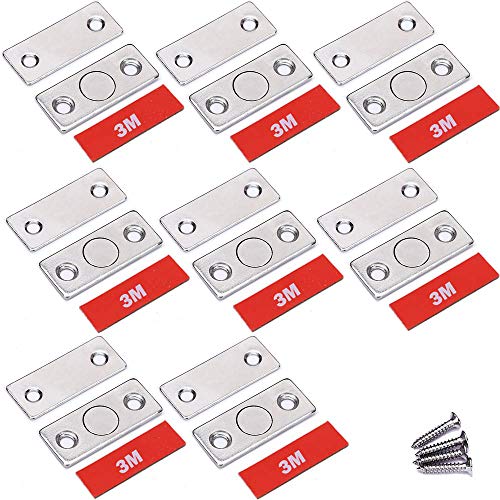 Door Magnet Homello 8 Pack Ultra Thin Cabinet Door Magnetic Catch Drawer Magnet Stainless Steel Magnetic Latch Hardware for Sliding Door Window Kitchen Cupboard Closure Closet Door Closer-Sliver