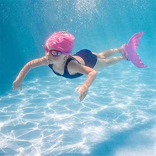 Chezaa Mermaid Mono Fin Swimming Mermaid Flipper Tails for Girls Kids with Monofin (Pink)