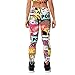 Alexandra Collection Womens Pow! Pop Art Printed Athletic Workout Leggings Pink Large