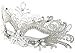 Masquerade Mask Shiny Metal Rhinestone Venetian Pretty Party Evening Prom Mask(White)