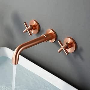 Grifo moderno cepillado latón de oro rosa doble baño cruzado baño