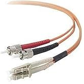 Belkin Fiber Optic Cable, LC/ST Duplex Multimode, 3M, 62.5/125 | fiber patch cable, LC/ST connector, multimode fiber, 62.5/125 core, data center, server room, network fiber