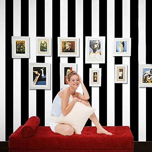 Bathroom self Adhesive Bedroom 3D Non-Woven Fabric Kids Wallpaper Modern Black and White Stripes Paper Wall Paper Living Room Bedroom TV Background Wall Vertical Stripes Home Decor