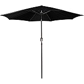 Blissun 9' Outdoor Patio Umbrella, Outdoor Table Umbrella, Yard Umbrella, Market Umbrella with 8 Sturdy Ribs, Push Button Tilt and Crank