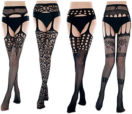 MGQFY Fishnet Tights Pantyhose Garter Belts Tights Lace Stockings For Sexy Women