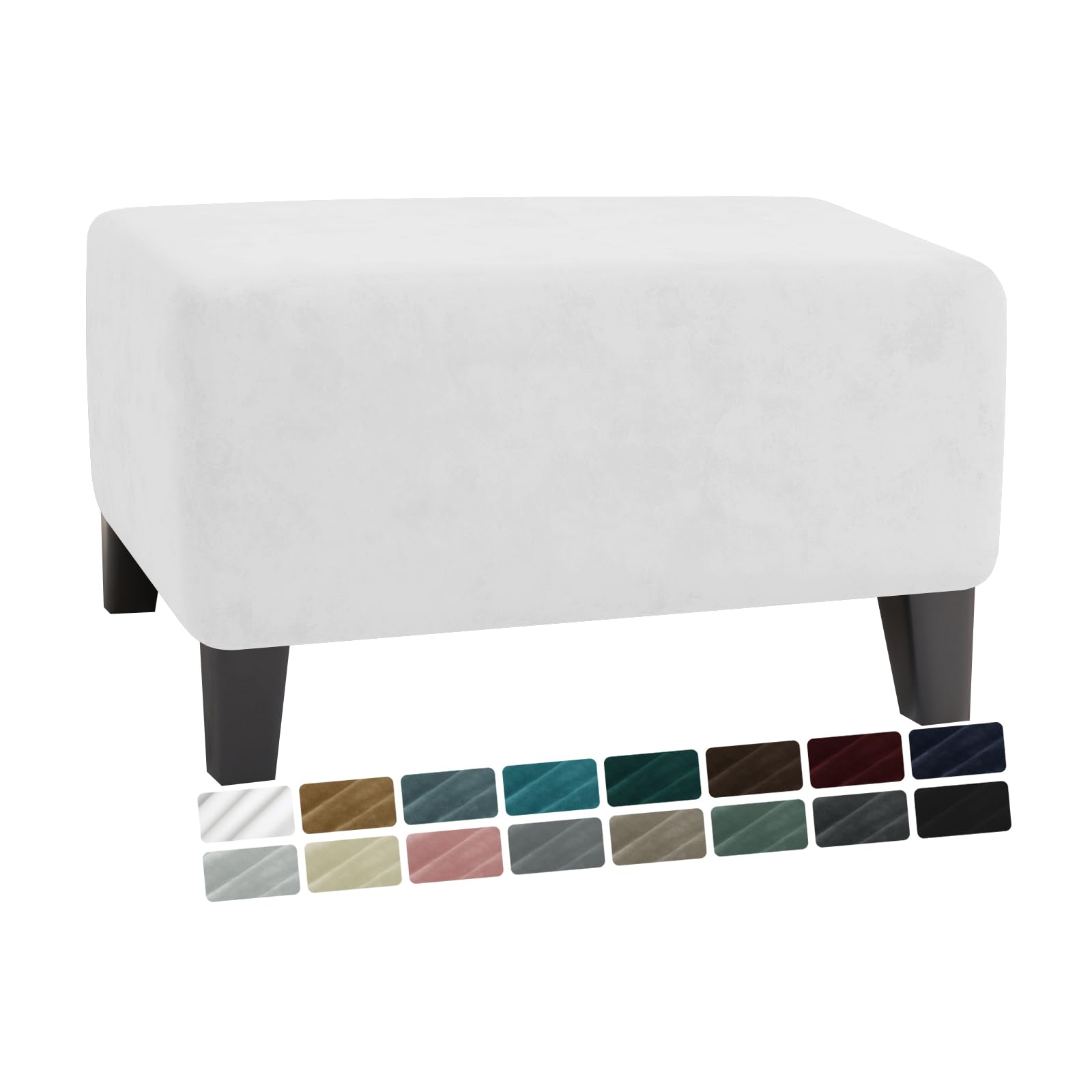 Photo 1 of MAXIJIN Velvet Ottoman Cover Rectangular Stretch Square Ottoman Covers Slipcover Rectangle Washable Foot Stool Cover Thick Storage Protector with Elastic Bottom (Ottoman XX-Large, White)