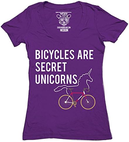 Clockwork Gears Women's Secret Unicorns Cycling T-Shirt, Purple, Large