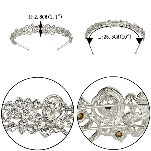 EVER FAITH Silver-Tone Austrian Crystal Bridal Flower Vine Tear Drop Head Band Clear