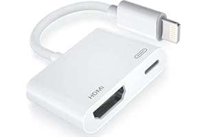 UNTVIE [Apple MFi Certified] Lightning to HDMI Adapter, No Power Needed 1080P Video & Audio Sync Screen Converter with Lightning Charging Port, iPhone to HDMI Adapter Compatible with iOS