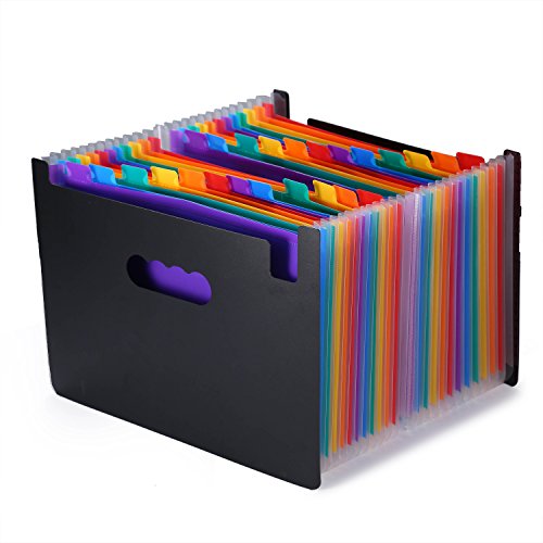 Expanding File Folders Accordion Style Folder Ubaymax Expandable File Organizer,24 Pockets High Capacity Multicolour Durable Plastic A4 Binder