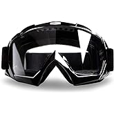 4-FQ Motorcycle Goggles Motocross Dirt Bike Windproof ATV Dustproof Racing Goggles Scratch Resistant Ski Protective Safety Glasses PU Resin (Black frame+Clear lens)