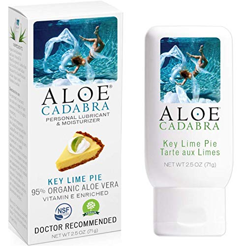 Aloe Cadabra Flavored Personal Lubricant & Moisturizer for Anal, Sex, Oral, Women, Men & Couple, 2.5 Ounce, Key Lime Pie