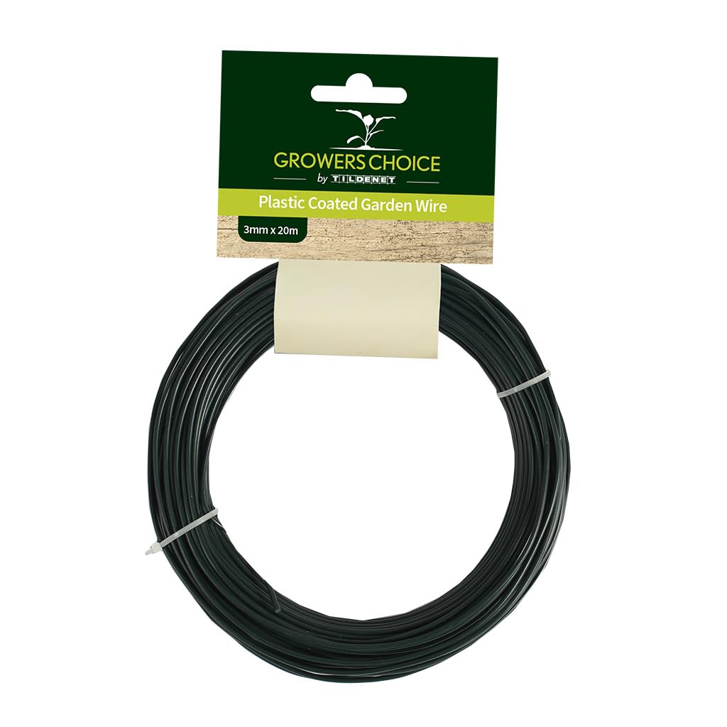 Tildenet 15403242 20 m/3 mm Plastic Coated Garden Wire Coil, Green