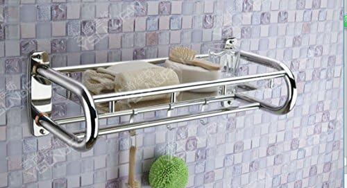LJMM Bathroom shelf thick stainless steel towel rack double bathroom shelf bathroom towel rack,C