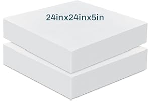 Frienda 2 Pack 5 x 24 x 24 Upholstery High Density Foam Cushion Replacement Square Cut to Size Foam Couch for Chair Couches Padding Shipping Packing DIY Cosplay Projects
