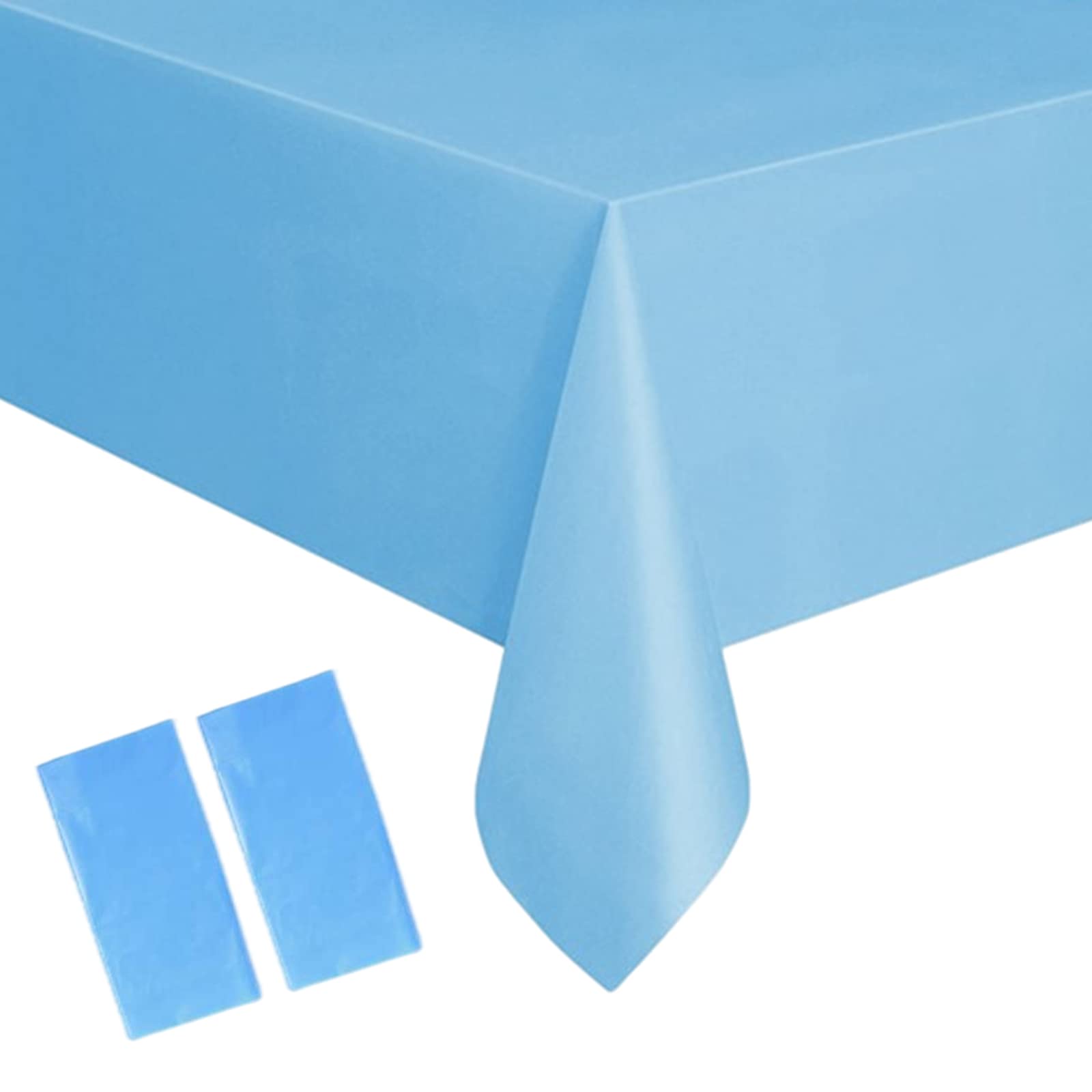 2Pcs 137*274cm Baby Blue Disposable TableCloth Table Covers,Rectangular Dining Disposable Tablecover Plastic Light Blue Table Cloth Party for Picnic,Baby Shower,Wedding,Xmas,Birthday Party Decorations