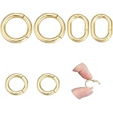 UNICRAFTALE 6Pcs 3 Styles 6.5-13mm 18K Gold Plated Spring Clasp Ring Real Round Oval Clasps Enhancer Shortener Clasps for Necklaces Bracelet Jewelry Making