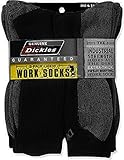 Dickies Genuine Mens 5-Pair Crew Work Socks - Black with Grey 6-12