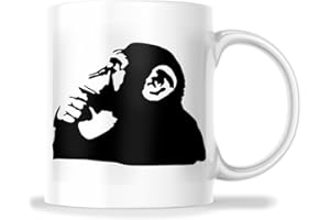 DRD&M Banksy Thinking Monkey Coffee Mug | Banksy Ceramic Cup Design | 11-Ounce Mug | DD077