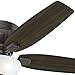 Hunter 52 inch Indoor Ceiling Fan with LED Light - Bronze Ceiling Fan with Pull Chain, For Bedroom, Living Room, or Kitchen, Low Profile Mount, No Remote, 5 Blades - Kenbridge 53379, Noble Bronze