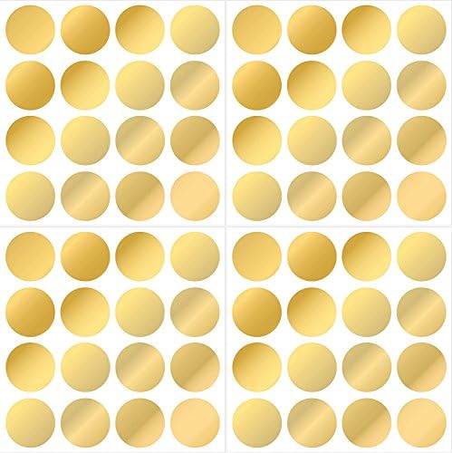 300pcs Gold Confetti Polka Dot Wall Decals: Easy to Peel and Stick Removable Metallic Vinyl Gold Circles, Safe on Painted Walls Plus FREE 3pcs Chalkboard Labels