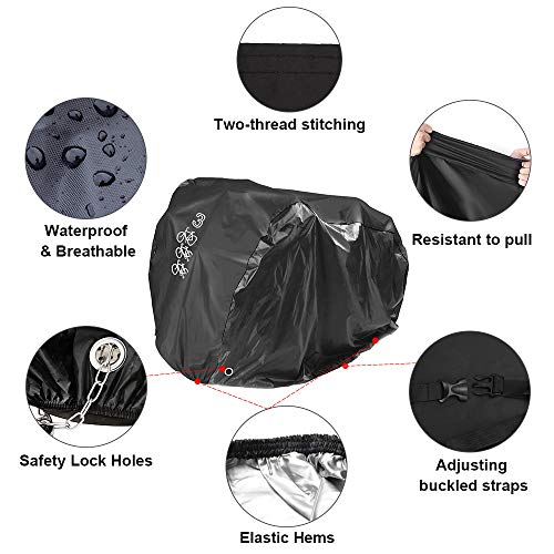 Fietshoes, zwarte bescherming voor 3 fietsen, fietsgarage, stoffen cover, met uv-bescherming, 205x108x115cm - Image 3