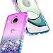 Moto Z Force Case wtih [Tempered Glass Screen Protector], NageBee Quicksand Liquid Floating Shiny Glitter Flowing Bling Diamond Case for Motorola Moto Z Force Droid XT1650 (2016) - Purple/Blue