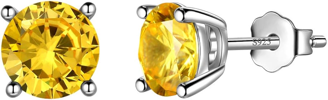 Aurora Tears November Birthstone Stud Earrings 925 Sterling Sliver Yellow Tapoz Birthstone Earring Birth Stone Jewelry Gifts for Women and Men DE0214N