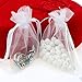 Akstore 100Pcs 2.7x3.5 inch Sheer Drawstring Organza Jewelry Pouches Wedding Party Christmas Favor Gift Bags (White)