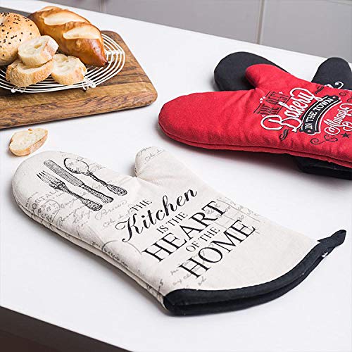 FIGROL Kitchen Oven Mitts, Microwave Oven Glove, Extreme Heat Resistant Gloves for BBQ, Food, Grilling, Frying, Baking Premium Insulated Durable Mitts(White) - Thumbnail 6