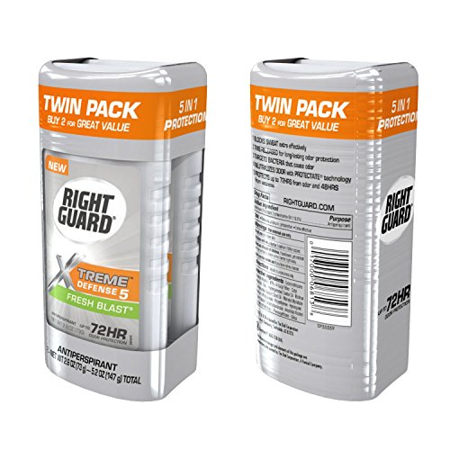 RIGHT GUARD XTREME DEFENSE ANTIPERSPIRANT DEODORANT INVISIBLE SOLID STICK, FRESH BLAST, 2.6 OUNCE TWIN PACK (PACK OF 3)