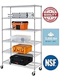 BestOffice 6-Shelf&nbsp;Shelving&nbsp;Unit&nbsp;with&nbsp;Wheels Storage&nbsp;Shelves&nbsp;Heavy&nbsp;Duty&nbsp;Metal&nbsp;Shelves&nbsp;Garage&nbsp;Organizer&nbsp;Wire&nbsp;Rack&nbsp;Shelving&nbsp;Storage&nbsp;Unit&nbsp;Shelf&nbsp;Adjustable&nbsp;Utility&nbsp;3600 LBS Capacity-18x48x76,Chrome