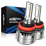 H11/H9 Led Headlight Bulbs, Marsauto H8/H16 Super Bright Low Beam/Fog Light Bulb Conversion Kit with Fan, CANbus-Ready IP67 CSP Chips 6000K Xenon White 2-Pack