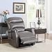 Divano Roma Furniture Classic Plush Bonded Leather Power Lift Recliner Living Room Chair, Large, Grey