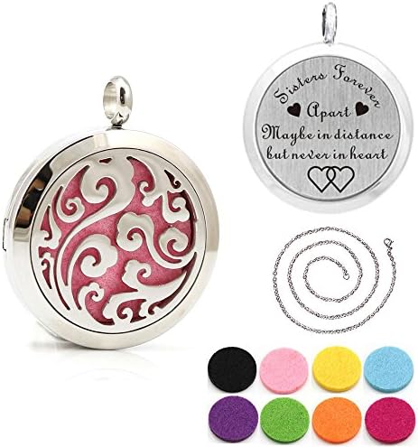 Stainless Steel Sisters Forever Aromatherapy Essential Oil Diffuser Locket Pendant Necklace